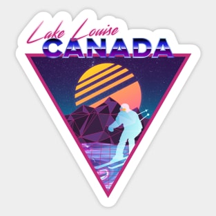 Retro Vaporwave Ski Mountain | Lake Louise Canada | Shirts, Stickers, and More! Sticker